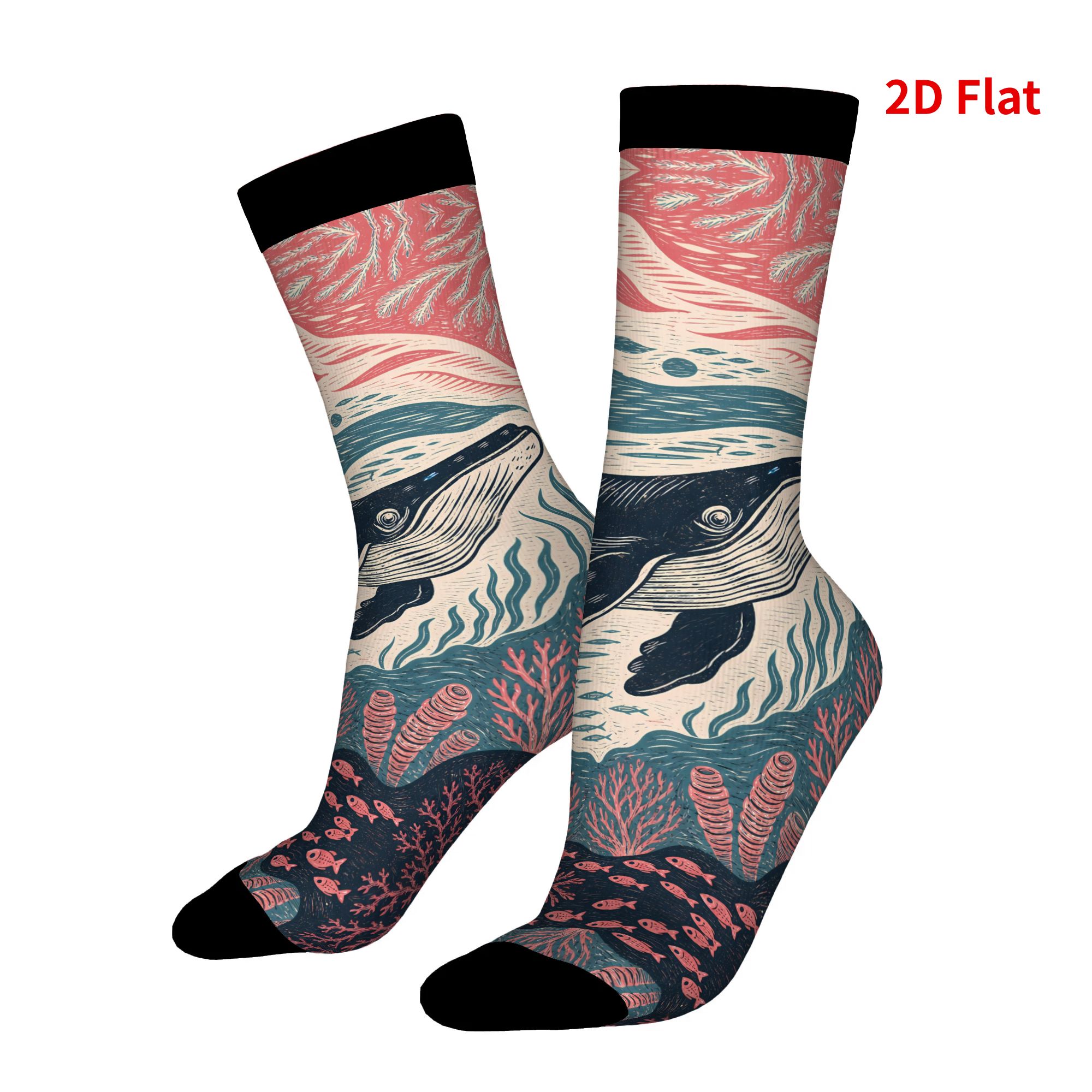 TEMU Chaussettes Homme Imprimé 2D dans l'Océan, Design Original, Chaussettes Hip Hop, Idéales pour Décontracté