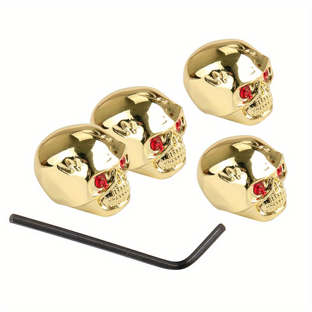 Set of 4 Skull-Shaped Metal Volume Knob Caps for Electric Guitars, Designed for Both Guitar And Bass, Featuring a Creative Color Design.