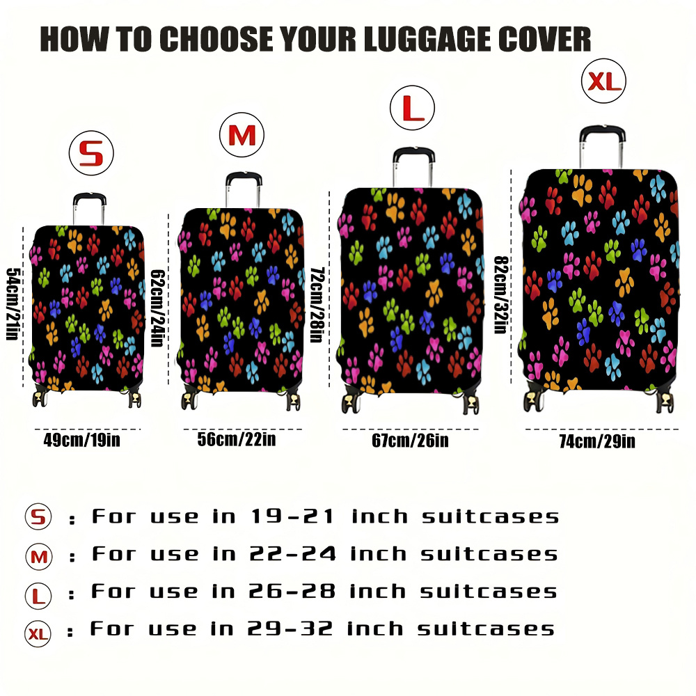 TEMU 1pc, Black Patterned Suitcase Cover With Cat , Elastic And Practical Luggage Protector, Suitable For Business Trips And , Functional And Easy To