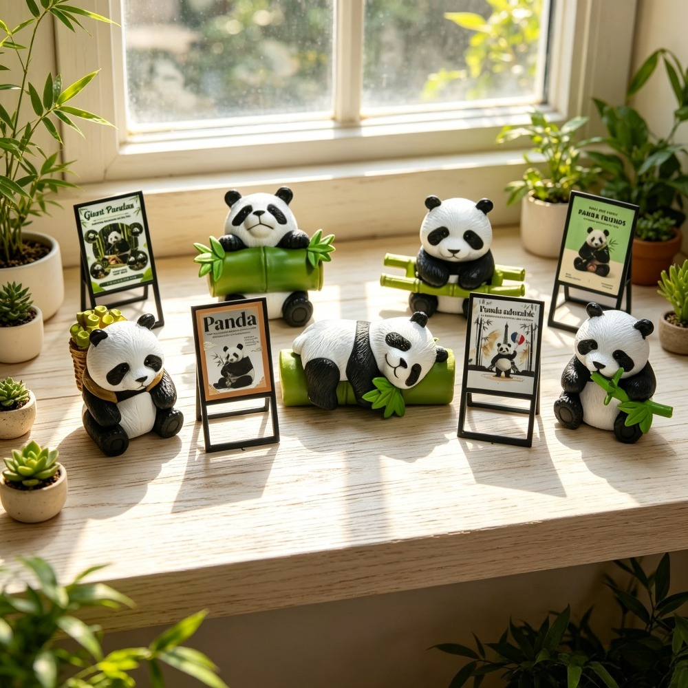TEMU 9pcs Set, Mini Desktop And Windowsill Figurine Ornaments, Includes 5 Figurines   4 Promotional Sign Ornaments, Home Desktop Decorative Statues,