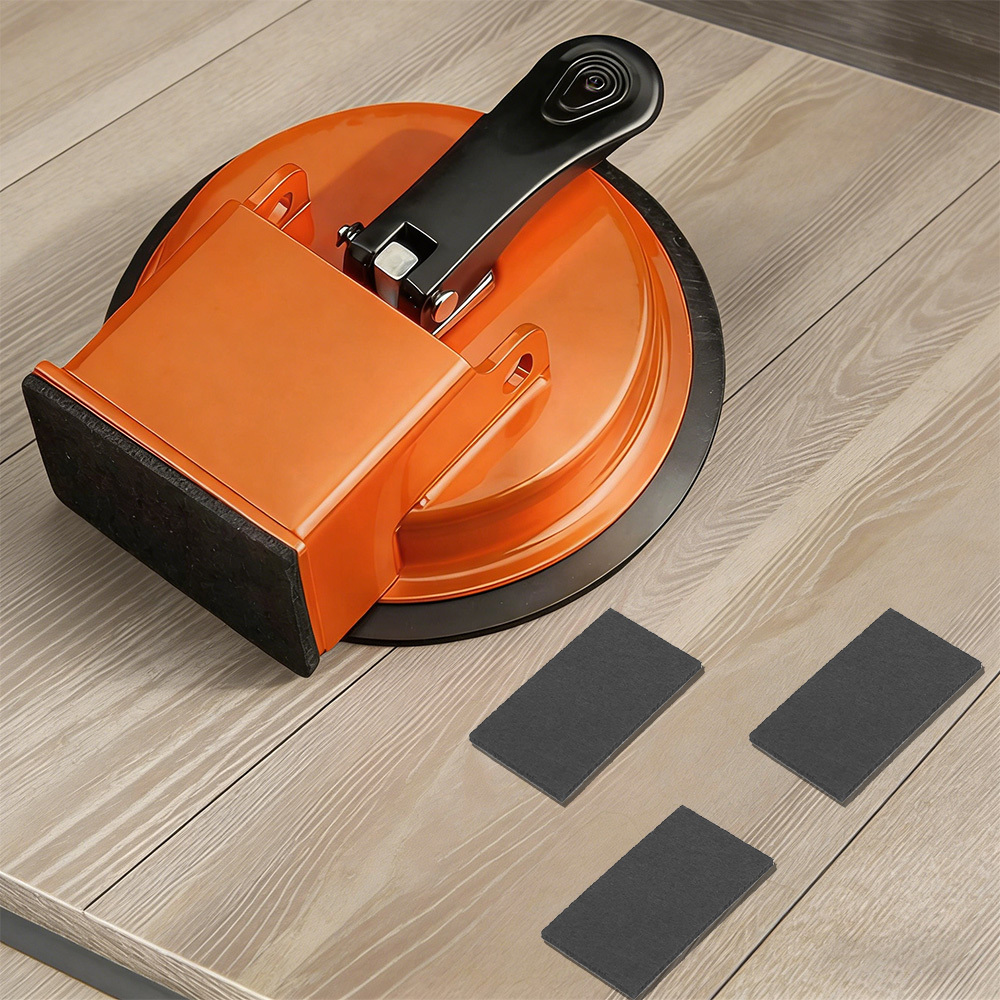 Heavy-duty Iron Suction Cup Floor Repair Tool + 3 Pads - Reinforced Suction For Tile Spacer, Wood Grain, Pvc, Porcelain, Glass Floors - Professional Flooring Tool Set For Home Toolbox