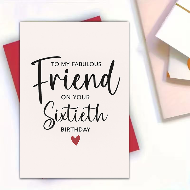 TEMU 1pc Birthday Card "to My Awesome Friend, Happy 60th Birthday" - Minimalist Style 60th Birthday Greeting Card, Ideal For Best Friend, Girlfriend,