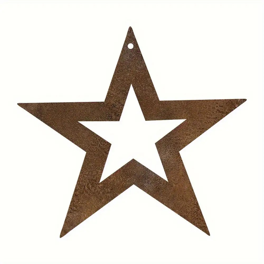 TEMU 2D Flach, Vintage Rostiger Sternförmiger Acryl Ornament – Perfekte Dekoration für Weihnachten und Thanksgiving, Wandkunst für Innen und Außen,