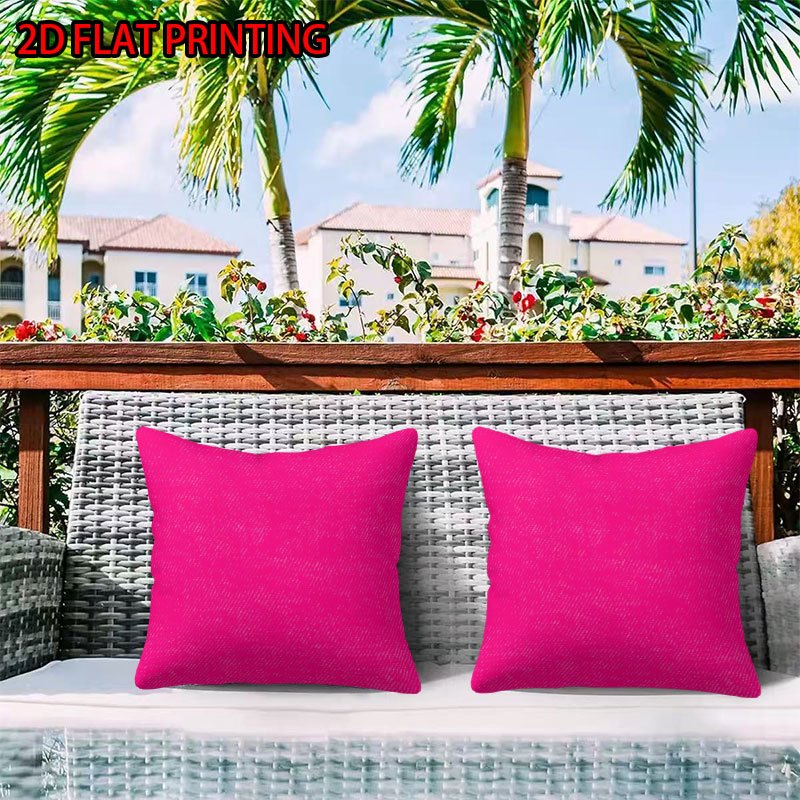 TEMU 2d Flat - 2pcs Pillow Covers Without Pillow Inserts, 2d Flat Single-sided Printing, Rose Red Solid Color Pattern, Suitable For Courtyard Terrace