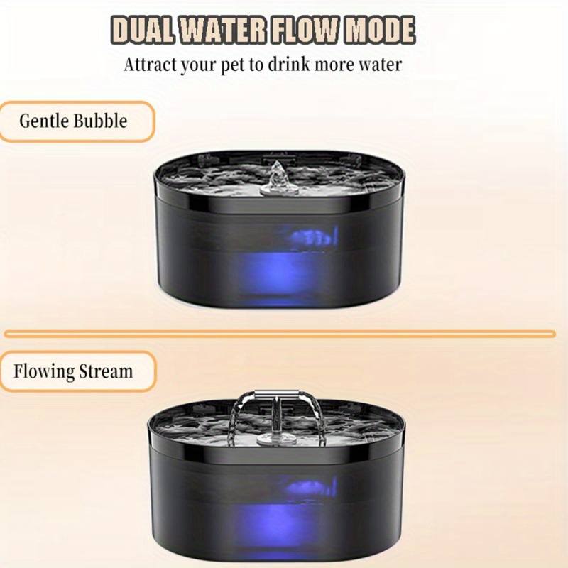 74oz/ 2.2L Automatic Pet Water Fountain, T-Tap Design with LED Light, Ultra-Quiet USB-Powered Cat & Dog Water Dispenser for Multiple Pets, Transparent Window & Sleek Black, Multiple Pet Waterer | Sleek Pet Fountain | Water Fountain for Cats
