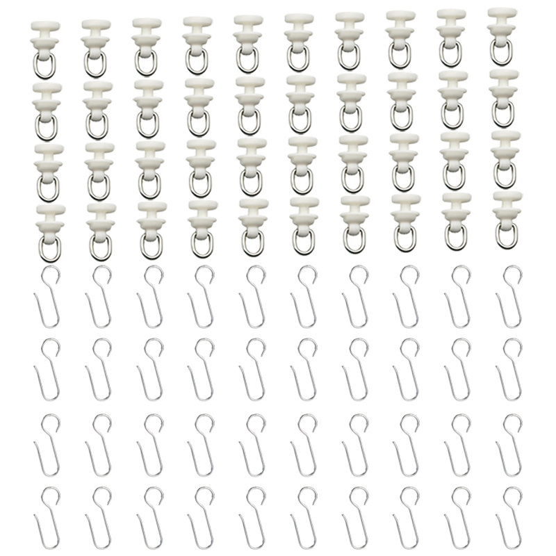 TEMU 80pcs Curtain Track Set (includes 40pcs And 40pcs Metal Hooks), Curtain Track Glider Hook, Ceiling Curtain Rail, Curtain Track Hook, Rv Shower