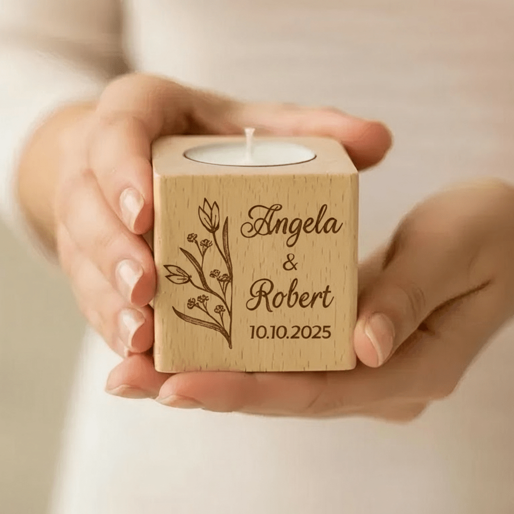 Sfeervolle waxinelichthouder groot met tekst | topcadeau