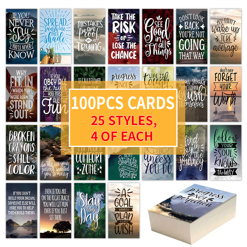 

100pcs Inspirational Quote Art Cards, Motivational Words Paper Cards, 25 Unique Styles, 4 , , Family, Holidays, Encouragement, Appreciation, Gratitude