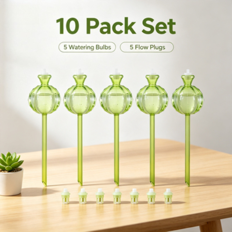 TEMU Lot de 10 ampoules d'arrosage automatique pour cactus avec pointes d'arrosage -bouchage améliorées et bouchons de contrôle de débit, système