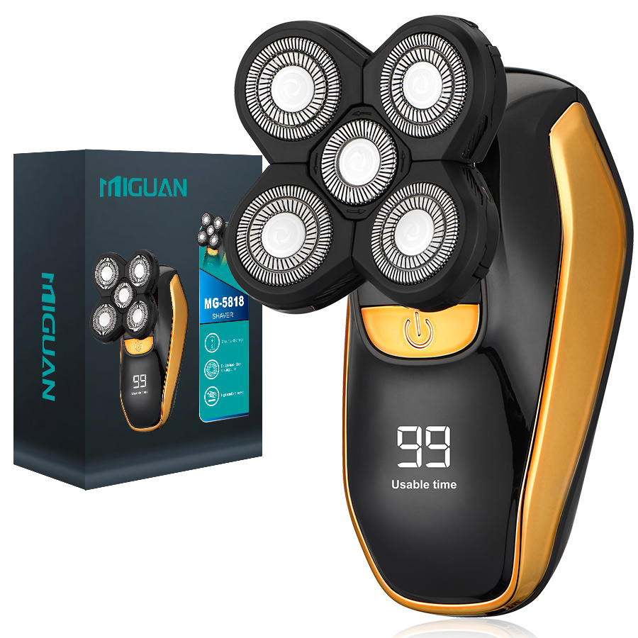 TEMU Five-blade Bald Machine, Digital Display Design, Usb Charging, Optional Combination Set Of Cleansing Brush, Nose Hair Device And Hair Clipper, 1 Machine Is , Suitable For Personal Use Or.