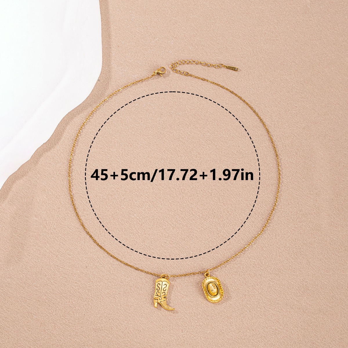 TEMU 1pc Western Cowboy Hat & Boot Pendant Necklace - Stainless Steel Couple' Matching Boot Suitable For Daily Wear, Parties, Gifts For &, Retro