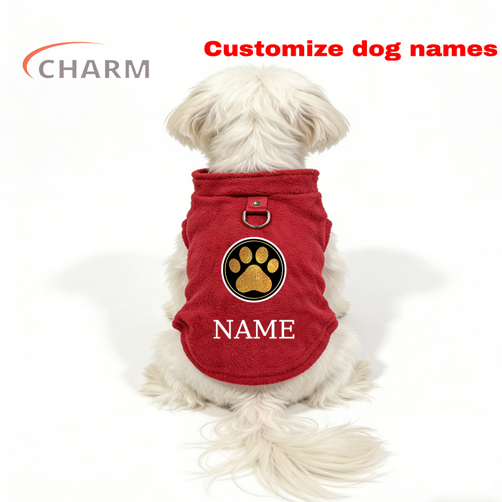 TEMU Golden Glitter Paw Print D-ring Dog Clothes, Warm And Comfortable Vest, Personalized Pet Apparel For Small Dogs, Cat And Dog Gift