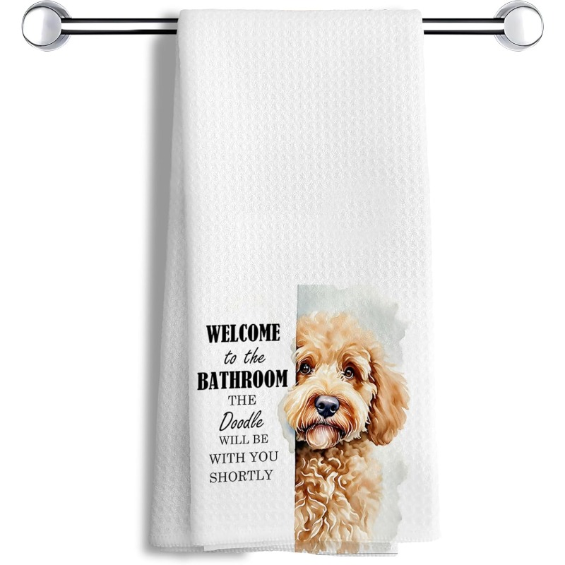 TEMU 1pc 18 X 26 Inches Kitchen Towels Funny Goldendoodle Gifts Women Bathroom Towels Goldendoodle Decor Hand Dish Towels Doodle Dog Bathroom Kitchen