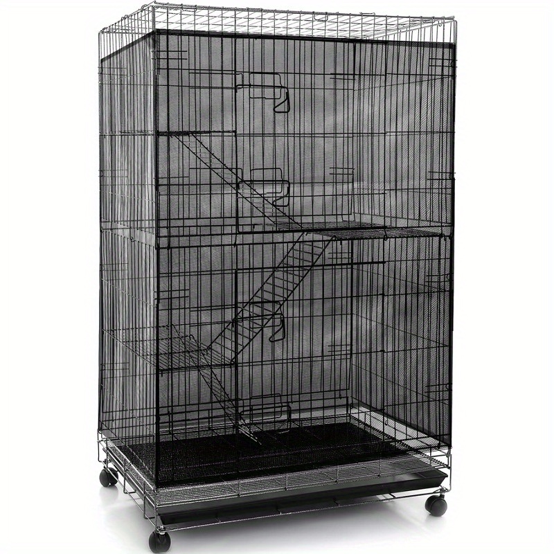 1pc large bird cage seed catcher & net skirt guard - heavy-duty cage cover with adjustable elastic ropes, open mesh design for ventilation, fits most bird cages - ideal for parrots, macaws, cockatiels, lovebirds - easy-clean cage accessory, bird cage accessories, pet   tool,   mesh design, elastic  , breathable material,   enthusiasts details 0