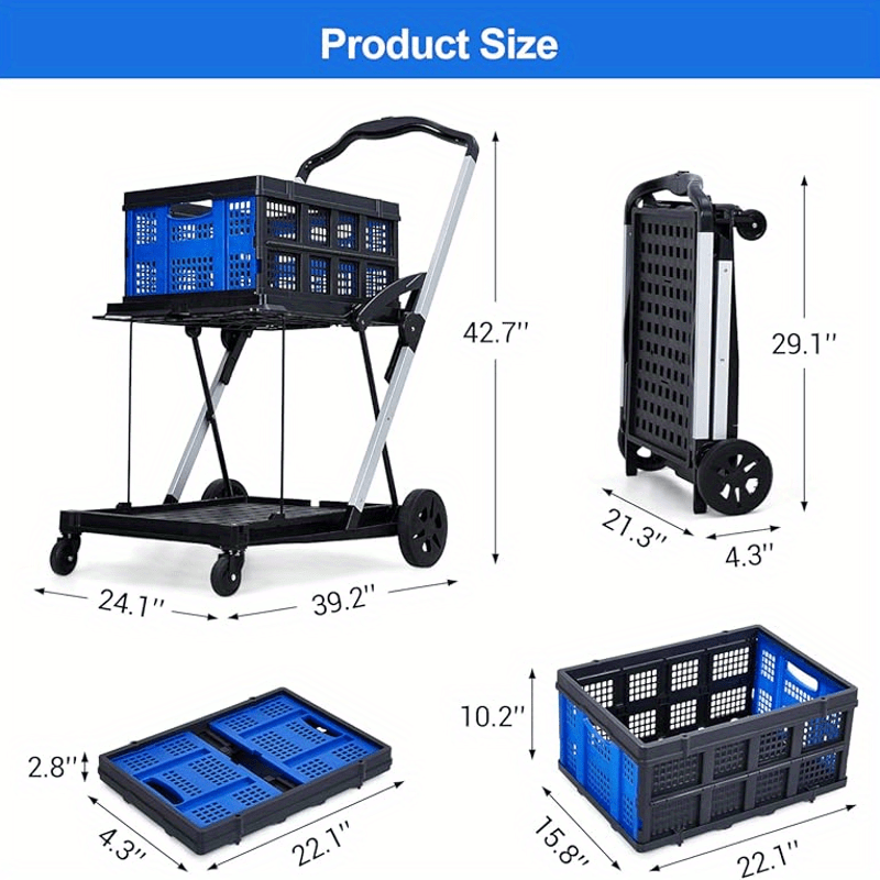 shopping cart, 200 lbs multi functional collapsible carts with