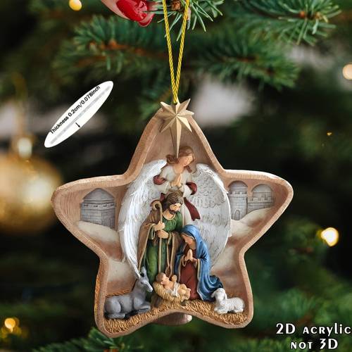2d düz, 2d düz noel yıldızı süsü - melek, & çoban sahnesi akrilik asma dekor - noel ağacı, dikiz aynası, sırt çantası için - güç gerektirmez - mükemmel çift hediyesi & tatil dekoru