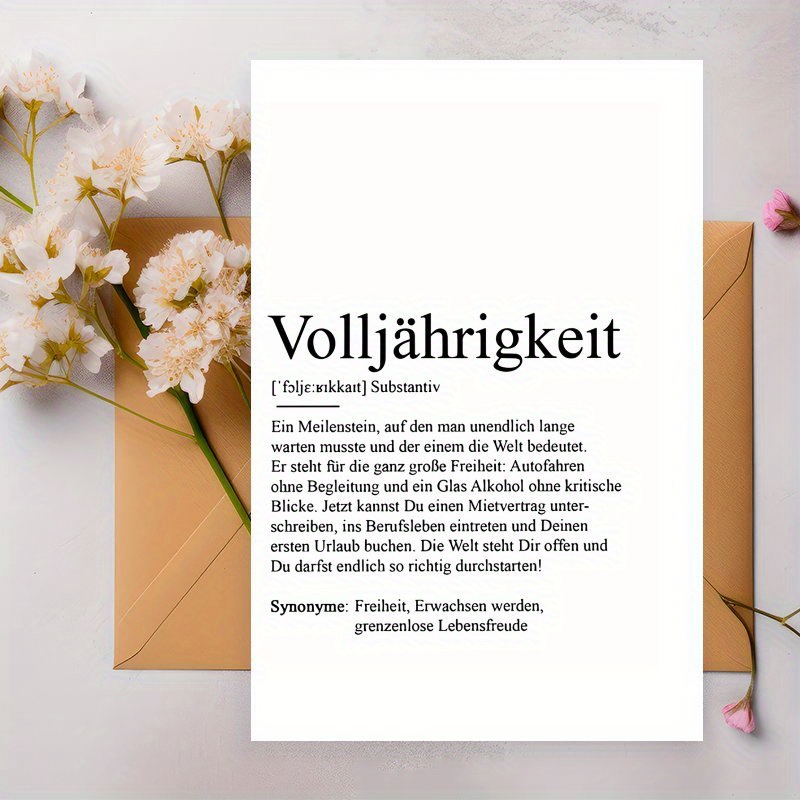 Image of Fun German 18th Birthday Card, Perfect For Spring Birthdays, An Ideal Gift For , Brothers, Sisters, , Daughters, Nieces, Nephews, And Grandchildren