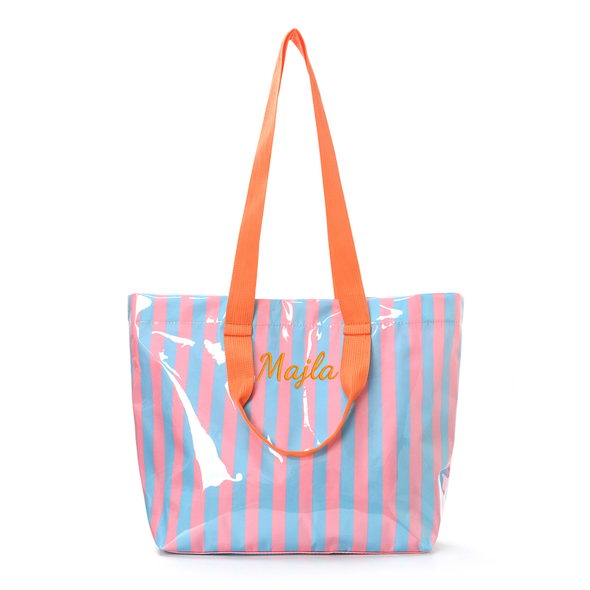 TEMU Women' Large Capacity Striped Tote Bag With Closure & Zipper Pocket - Lightweight Handbag Suitable For Travel, Beach, Work, , Suitable For Work,