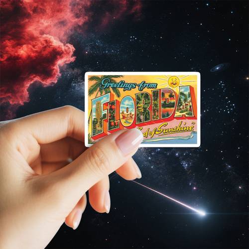 florida postcard sticker waterproof vinyl multi purpose with scratch resistant function suitable for laptops water cups phones bags cars guitars etc weather resistant car decals