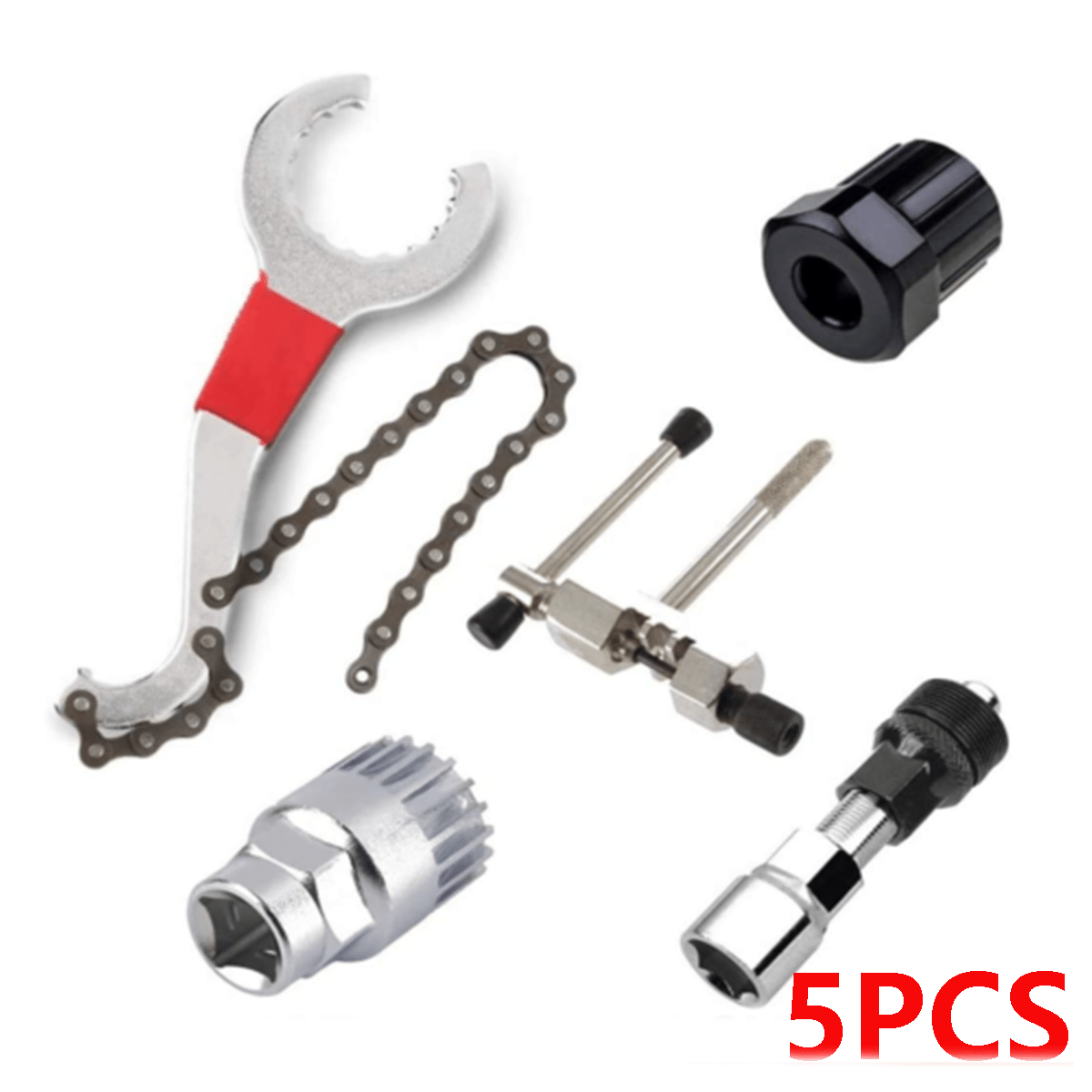 TEMU 5pcs Bicycle Repair Toolkit - A Multitool Set For Bike Maintenance Including A Freewheel Remover, Chain Breaker, And - Suitable For Mountain