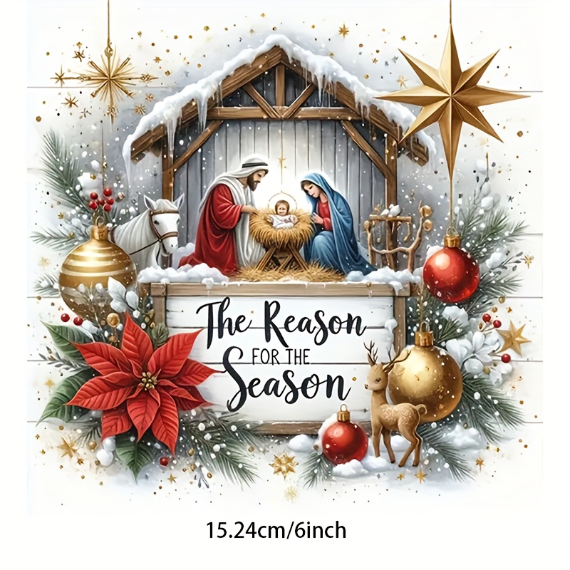 TEMU 2d Flat, 2d Flat , 6-inch Christmas-themed Vinyl Stickers - Self-adhesive, , Single Use - Ideal For Cars, Laptops, Trucks, Motorcycles, Windows,
