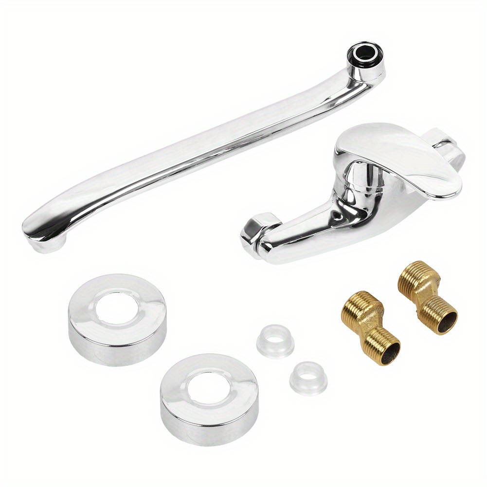 Stainless Steel Wall Mounted Faucet Kitchen Bathroom Faucet Mixer Tap Swivel Spout