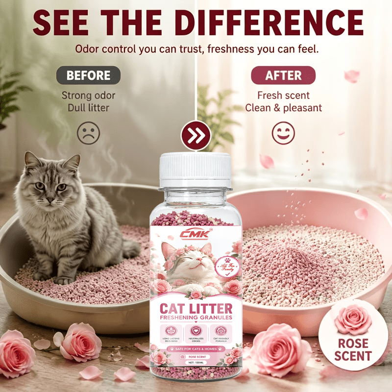 100ml cat litter deodorizing fragrance   suitable for   of all types of litter boxes   a gentle rose     neutralizes litter odors simply sprinkle     litter or mix with cat litter Product details 6