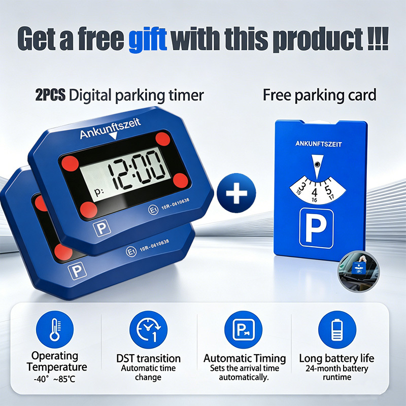 3pcs Professional Electronic Car Parking Timer, Led Digital Display, Accurate Timing, With Night Parking Mode, Suitable For A Of Cars