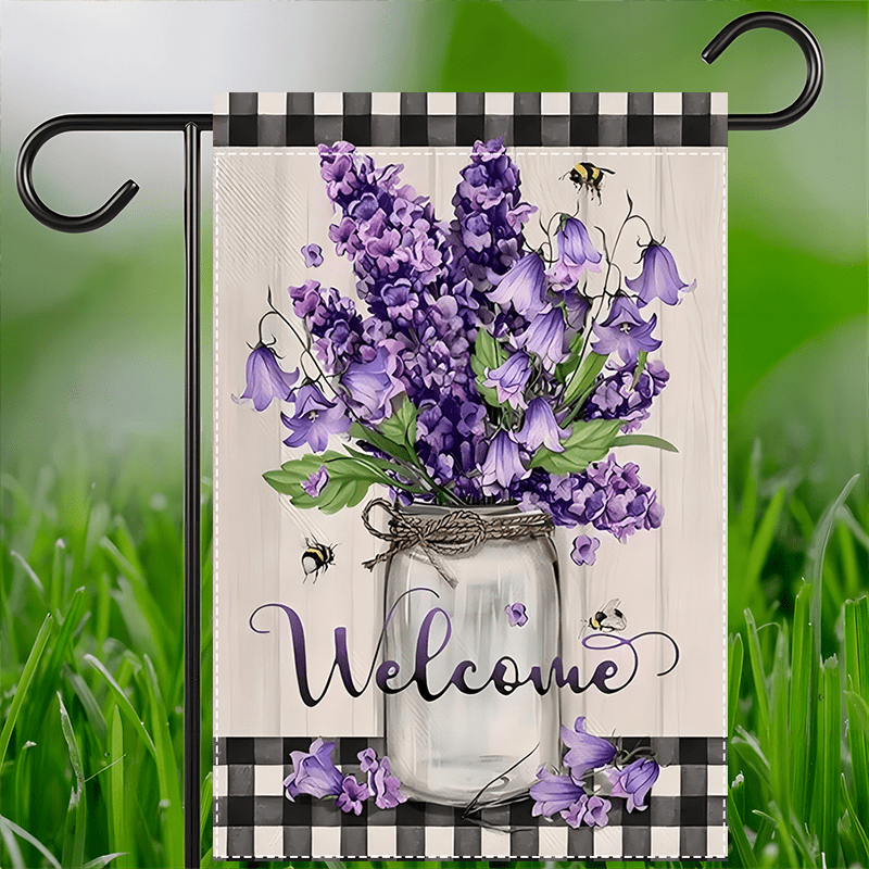 

1pc Double-sided Flag, Lavender Bouquet Design, Polyester Burlap, Weather-resistant Outdoor Yard Decor, 12x18 Inch With No Flagpole For Home & Farmhouse