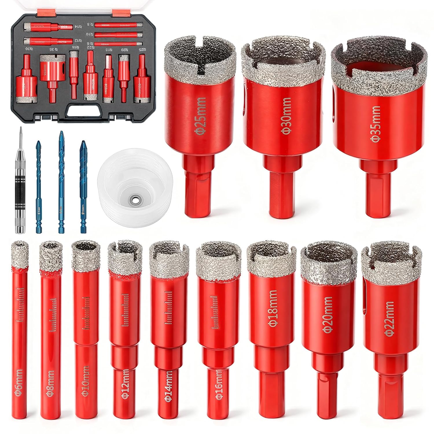 TEMU 1 Set (includes 12pcs Diamond Kit), Compatible With Tile, Ceramic, Glass, Marble And Granite. Use Diamond Core Drill Bits For Stone & Hole