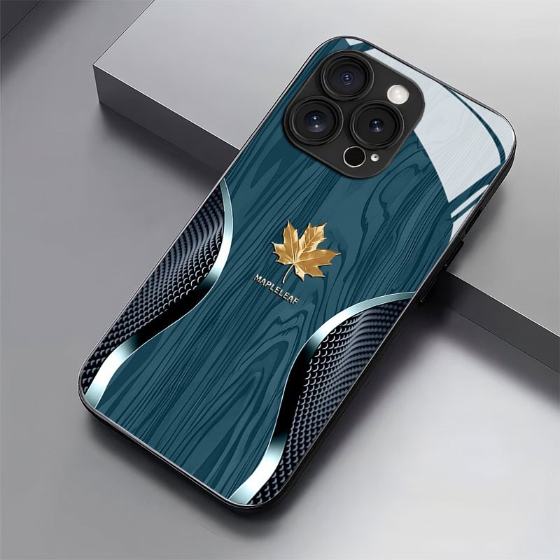 TEMU Phone Case - Red Grain Pattern Tempered Glass Black Phone Case For Iphone 16, 15, 14, 13, 12 / For Iphone 16, / For Iphone 16, 12 Pro / For