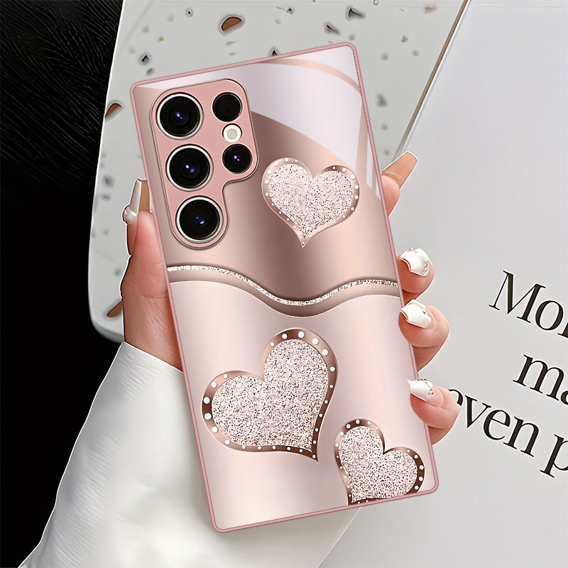 E-shop Handyhülle: Roségoldene Herz-Muster Handyhülle, Kompatibel mit for Galaxy S9+/S10/S20+/S20 Ultra/S21 5G/S21+/S22/S23 Plus/S24 Plus/S25/S25