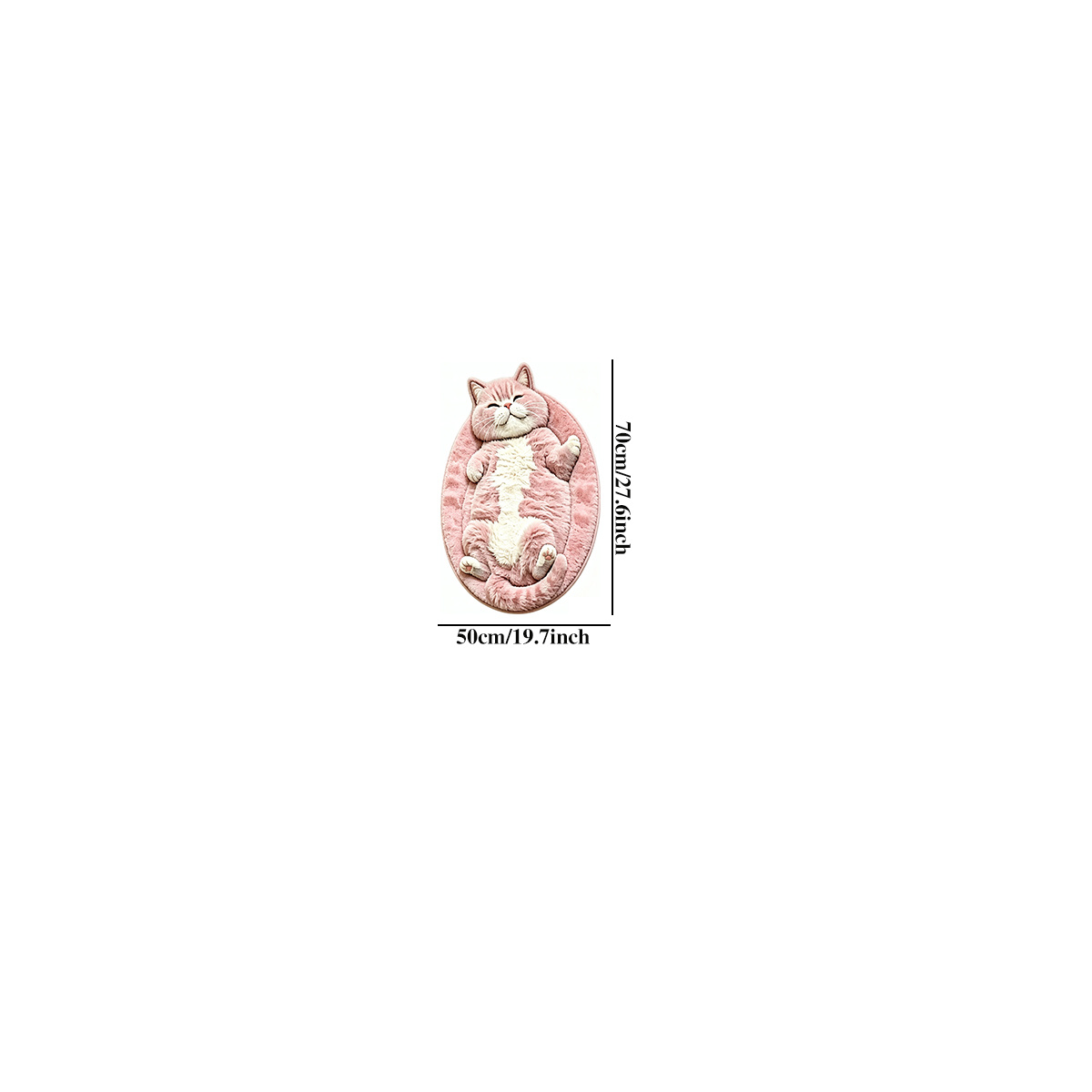 TEMU 2d Painting 1pc Velvet Pointed Base Thickness 8mm Bedroom Bedside Carpet Cute Lying Cat Pattern Oval Irregular Shape Carpet Soft And Comfortable