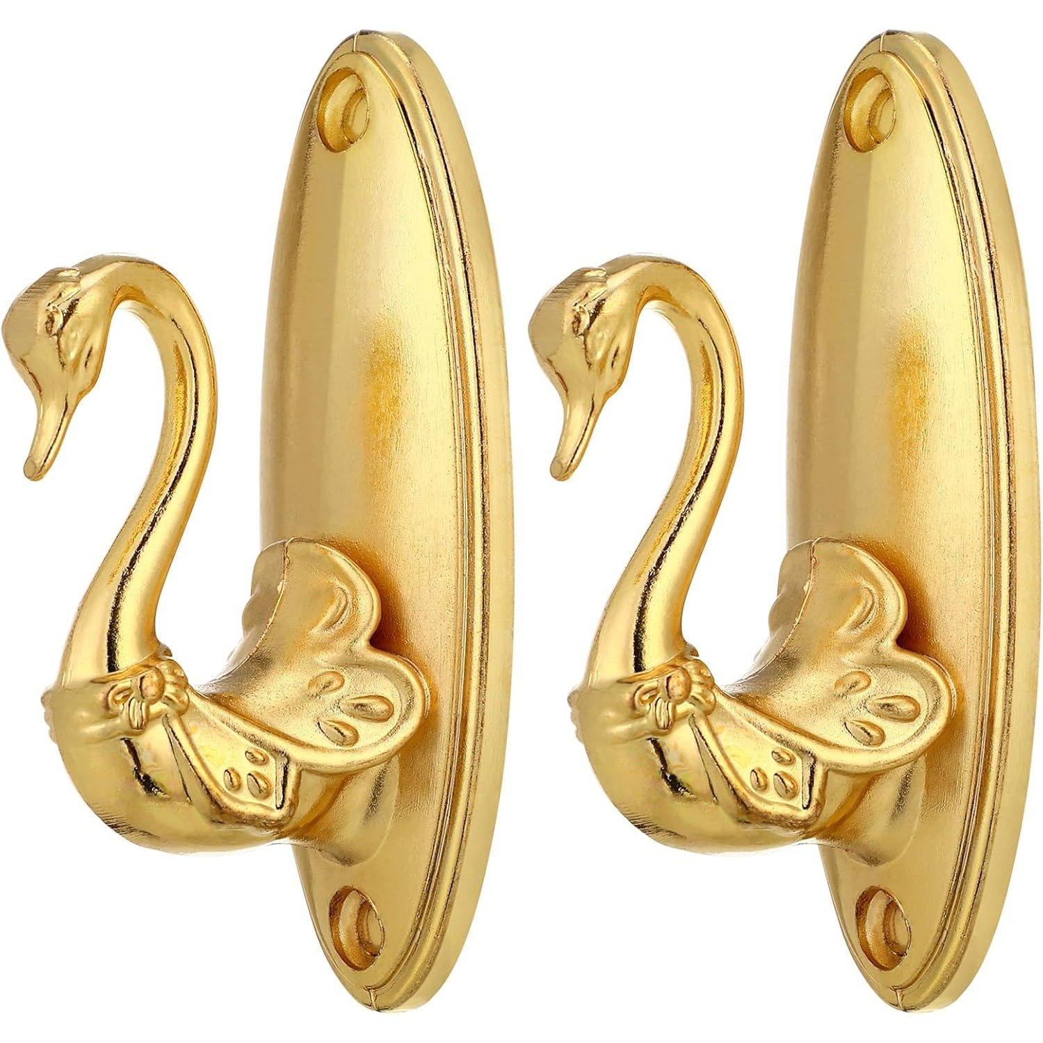 

2pcs Swan Shape Metal Golden Vintage Wall Mount Hooks, Curtain Hooks, Traditional Style, Holdbacks