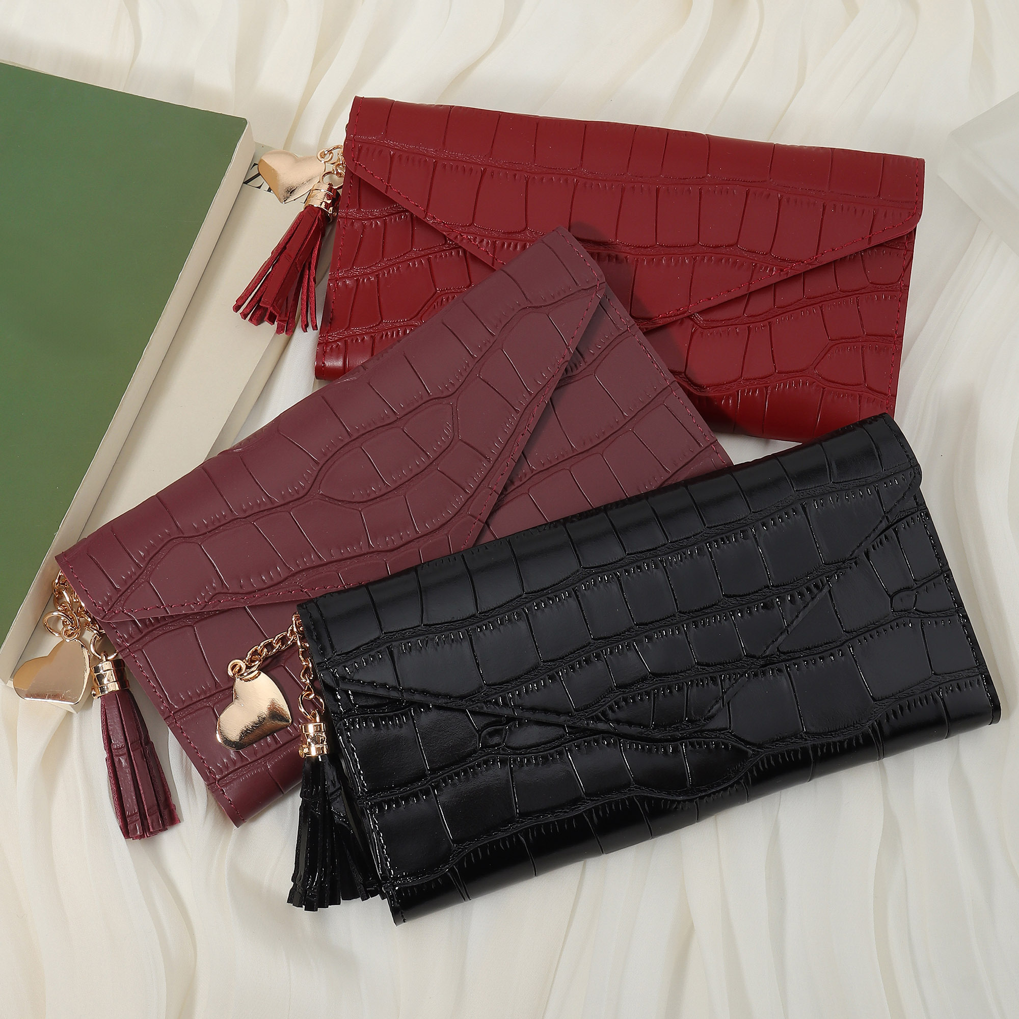 elegant women's long zipper wallet multi functional tassel Temu