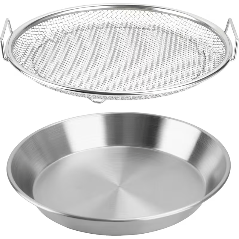 E-shop Ölfiltrations-Kühlrost -Schale aus Edelstahl – geeignet zum , Gemüsewaschen, Frittieren, Filtern, als Präsentationsschalen zum Grillen. Ein