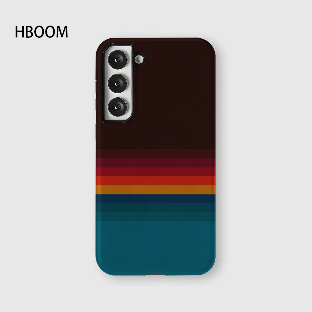 TEMU Phone Case: Retro Color - Block Stripes Phone Case Suitable For S21 S22 S23 S23fe S23plus S24ultra S25 S25plus S26 A71 A56 A36 A26 A17 2in1