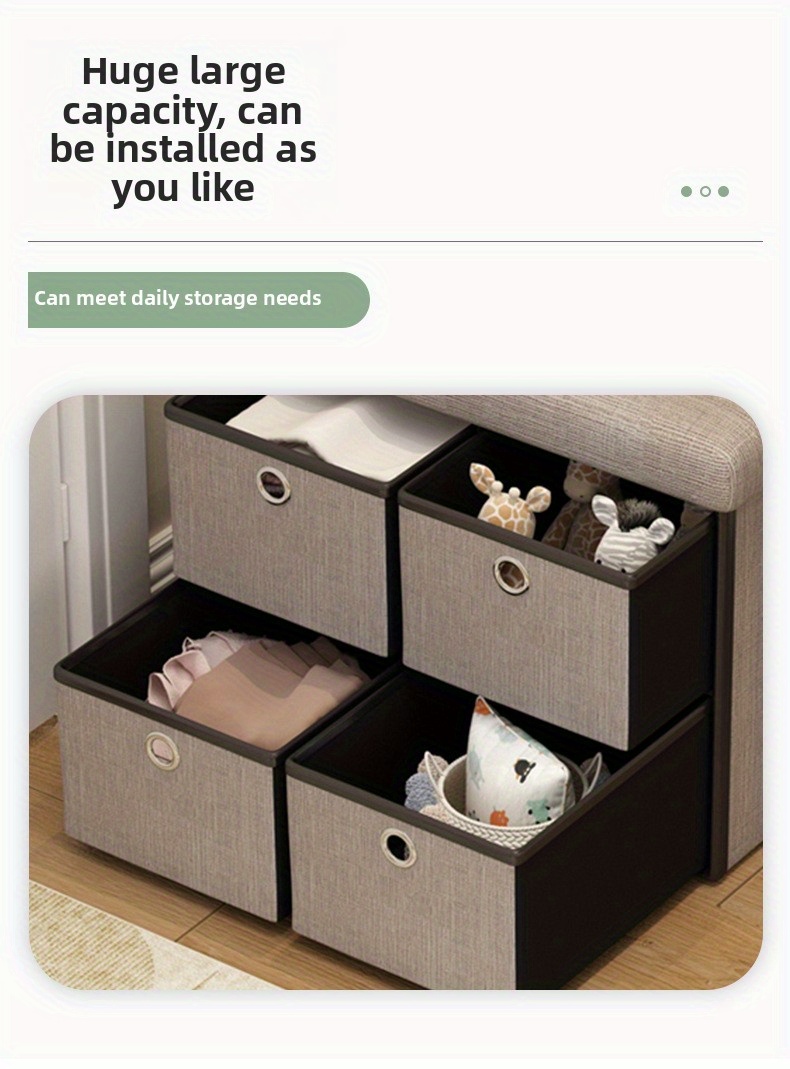 Modern Style Seat Storage Stool - Shoe, Clothing, And Toy Storage Box, Durable Fiberboard Shoe Changing Stool with Drawers, Space Saving Design for Small Rooms