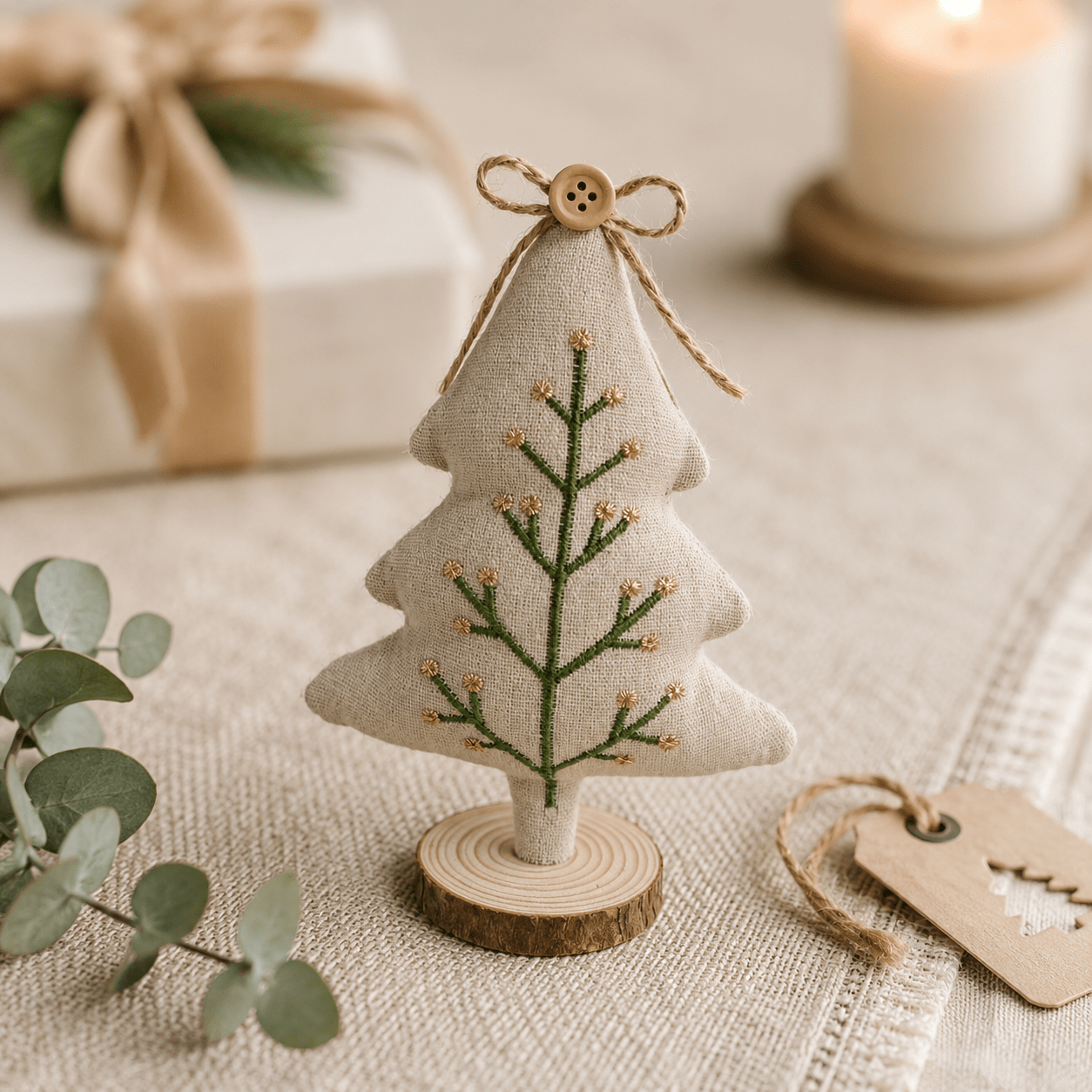 TEMU 2026 New Product - Single Desktop Tabletop Christmas Tree Ornament - Fun Shaped Ornament For Autumn/winter, Apricot-colored Christmas Tree, Rich