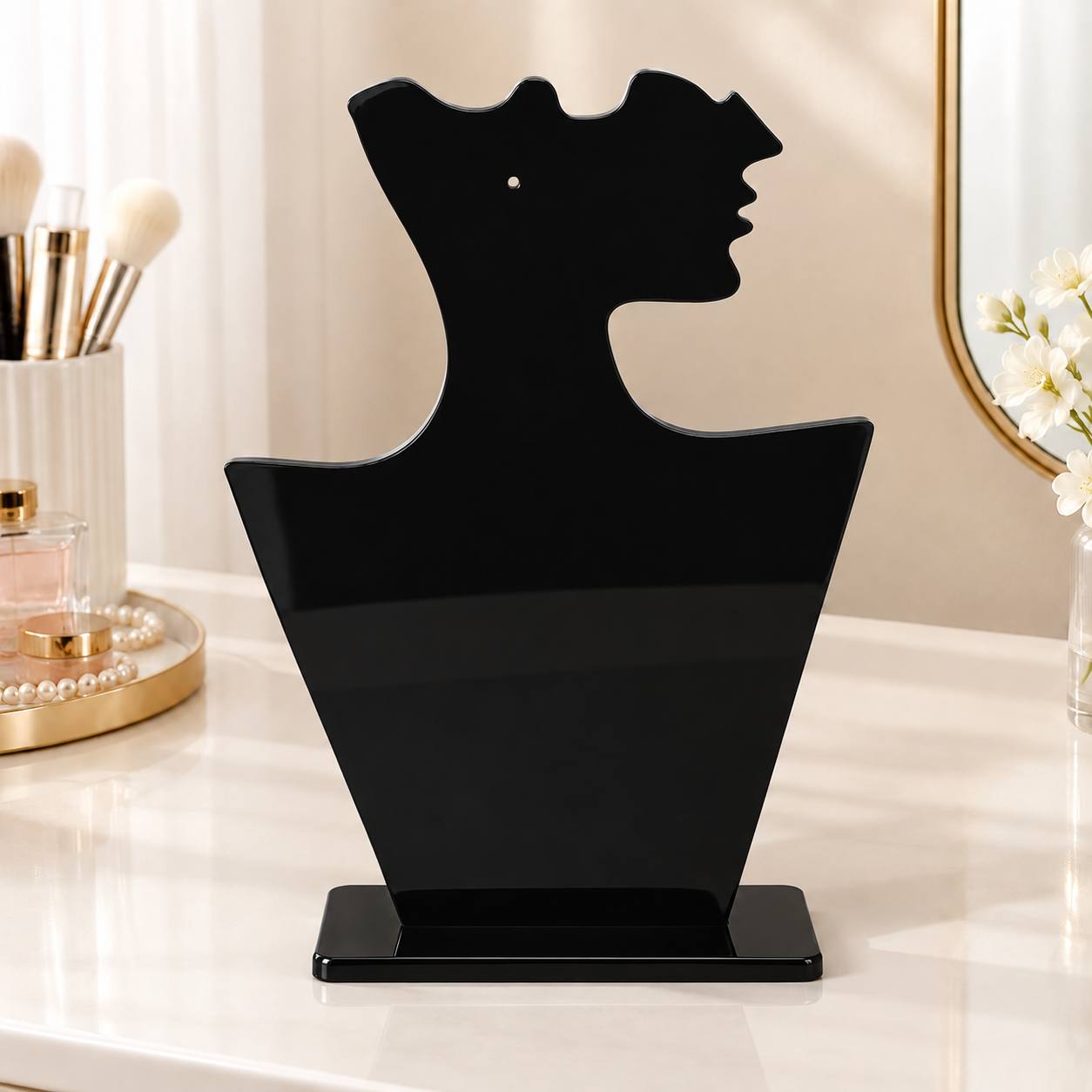 TEMU Creative Humanoid Minimalist Acrylic Ear Jewelry Necklace Display Stand, 3 Colors Available, High-end Durable Jewelry Display Rack, Lightweight