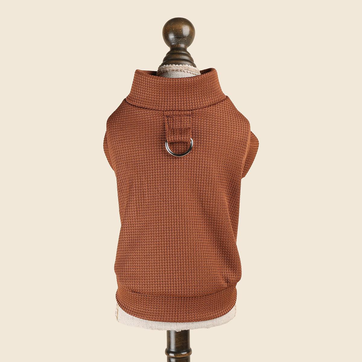TEMU Waffle Weave Plain Panel Pet Vest For Cats And Dogs, Colors With D-ring Leash Attachment, Soft Knitted Sleeveless Vest, Warm Autumn/winter