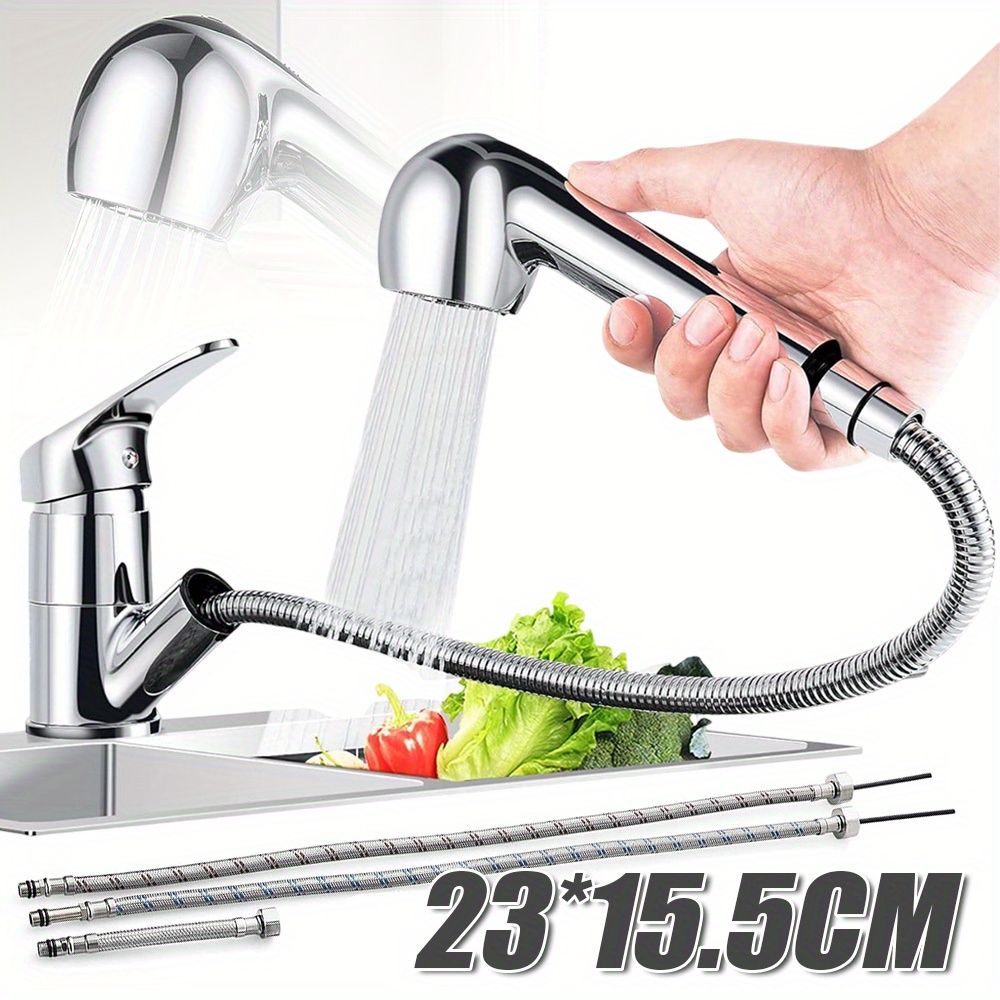 1set Multipurpose Kitchen Faucet Retractable Kitchen Sink Mixer Faucet Kitchen With Column Spout And Shower Spout 2 Single Lever Mixer Faucet For Kitchen