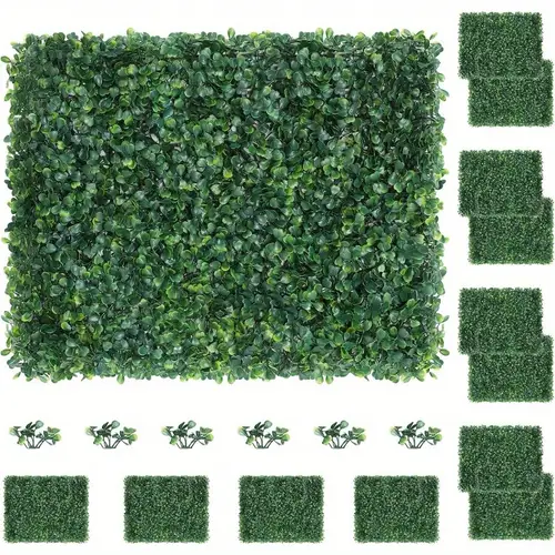 12pcs artificial boxwood hedge wall panels pe plastic greenery backdrop 16 x12 for outdoor garden decor with no electricity needed