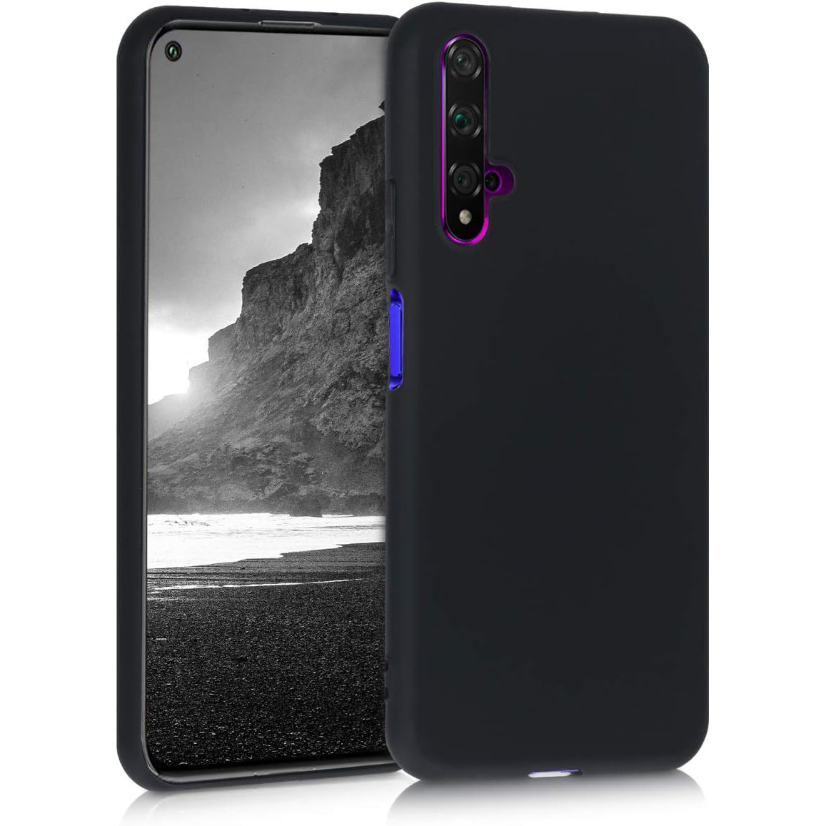 TEMU para Teléfono - para Huawei Nova 5T / Honor 20 / Honor 20 Pro, Delgada, Antigolpes, Flexible, Negra, Mate, , de Silicona