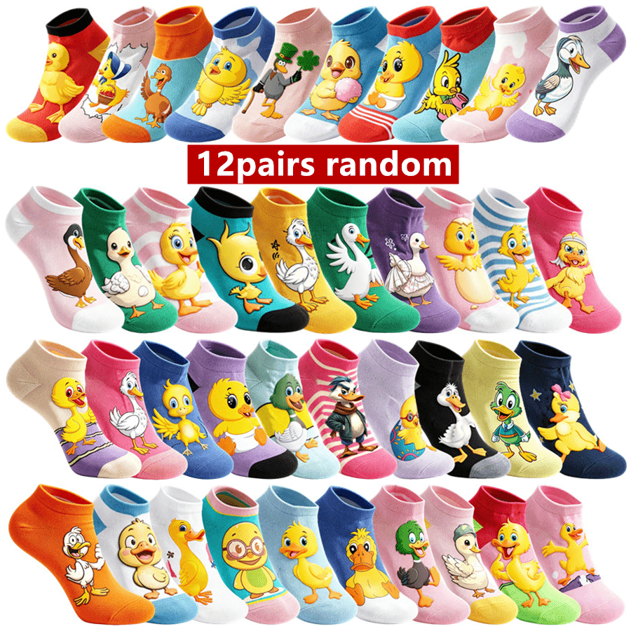 12 Pairs Men' & Ladies' Anime Cartoon Crew Socks - Random Assorted Designs, Machine Washable Matching Sock Suitable For Hip Hop Streetwear, Daily Wear, Outdoor Walking - Fashion Accessory For And