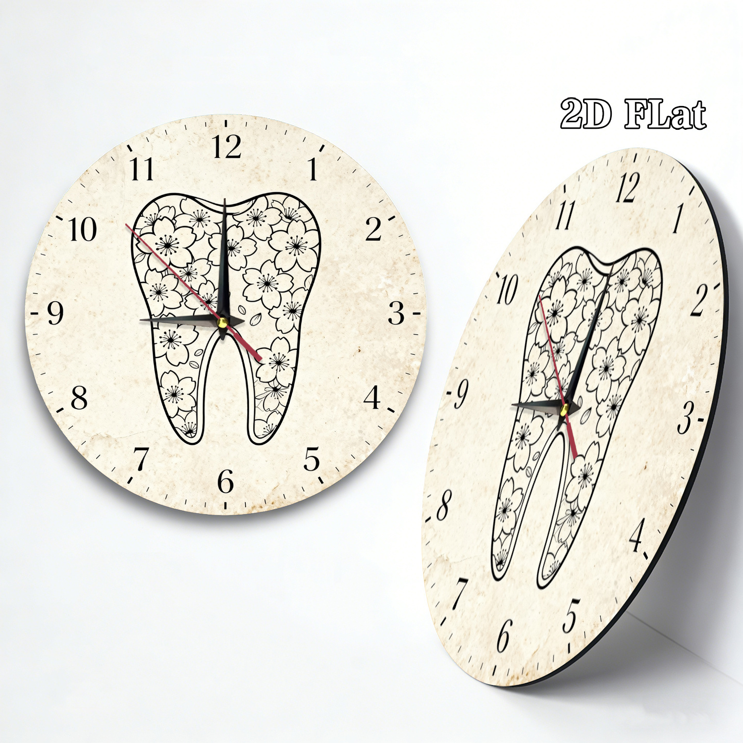 vintage distressed cherry   tooth line art wall clock   niche gentle style   clock