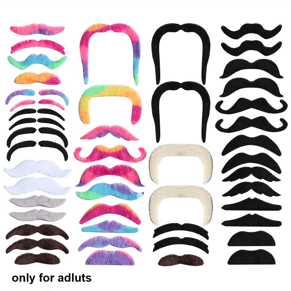 TEMU 48pcs Creative Colorful Self-adhesive Fake Mustache Set—fun Party Moustaches For Role-playing, Halloween, And Christmas; Party Moustaches; Party