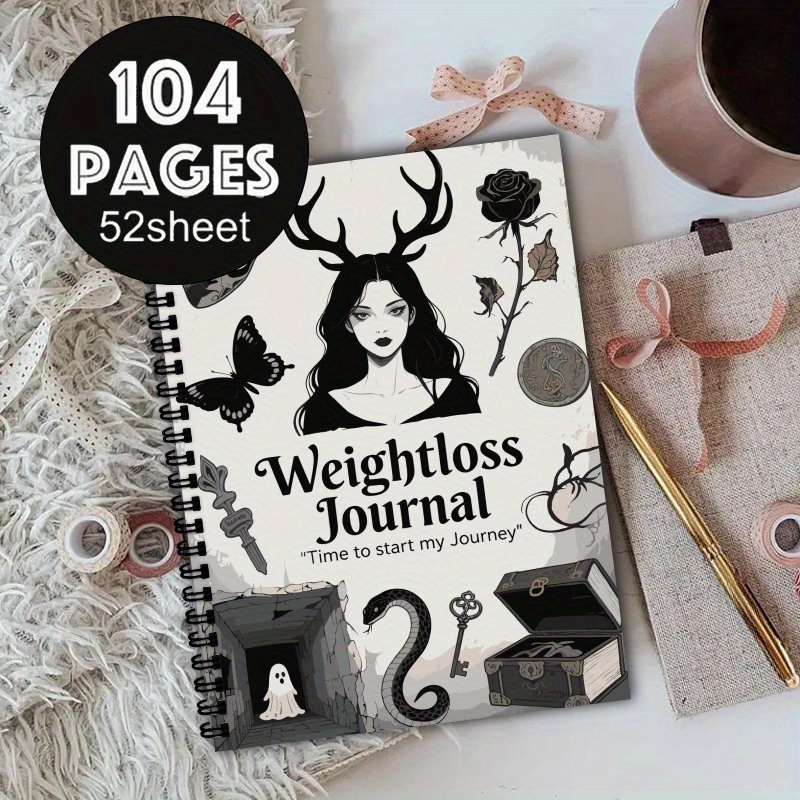 TEMU A5 Weight Loss Journal - Gothic Weight Loss With Meal Planner, Water , Progress - Slim Fitness Diary For - Birthday Or New Year Gift For Weight