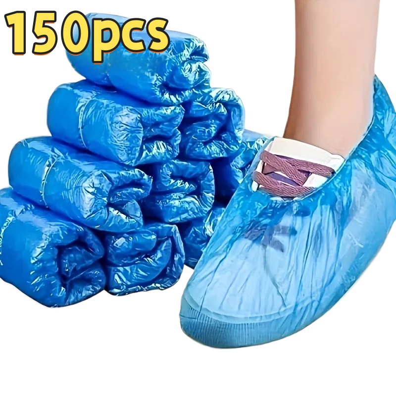 TEMU Lot de 150 protège-chaussures épais et antidérapants grande taille, jetables, résistants à l', imperméables, -poussière, en plastique, , ,