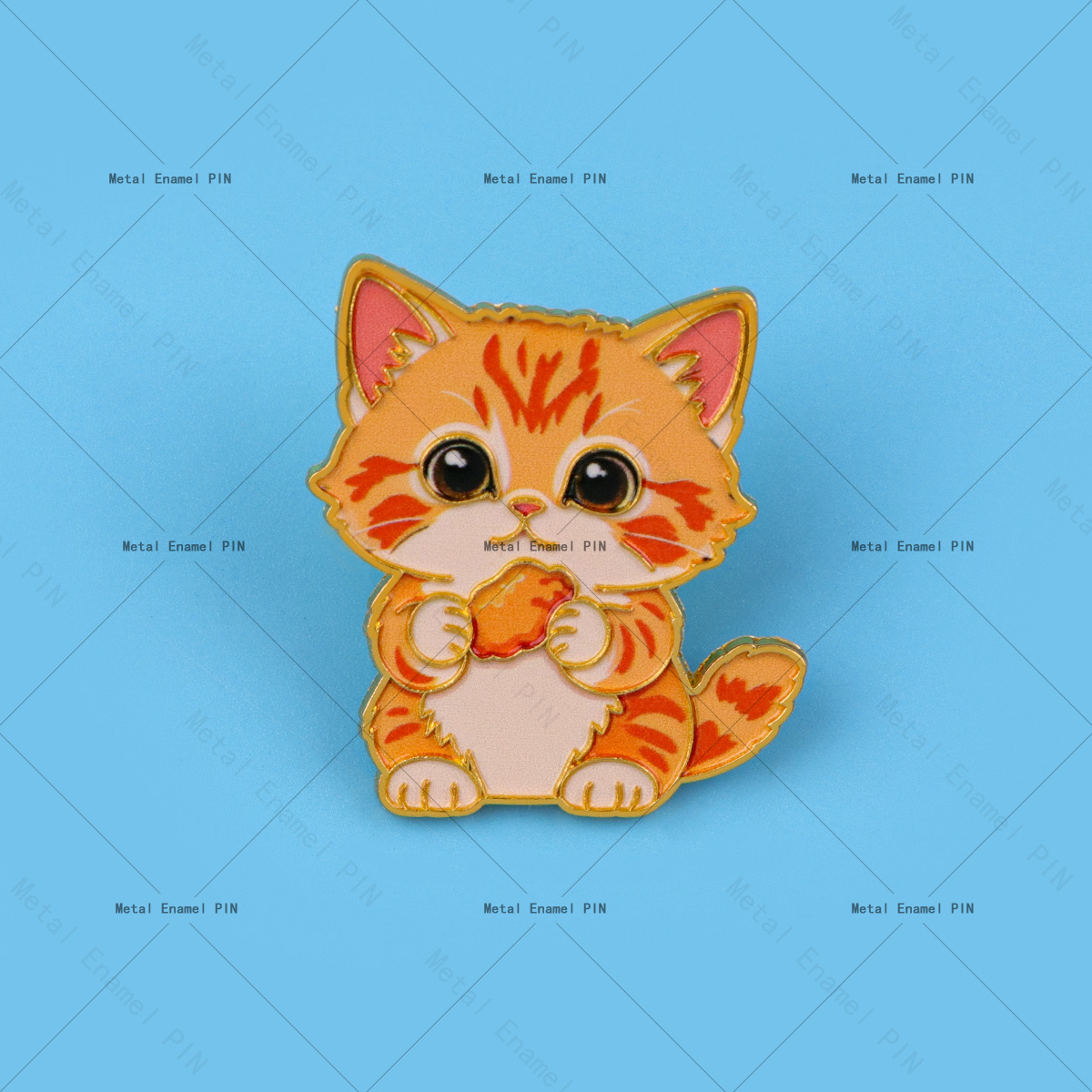 Cute Orange Tabby Cat Enamel Pin, Cartoon Kitten Brooch